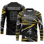 Wholesale men’s 100% polyester football kits – custom name and long-sleeve sublimation design, French style