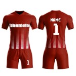Custom sublimation white-navy football jerseys – children’s kit with custom names, dye-sublimation technology