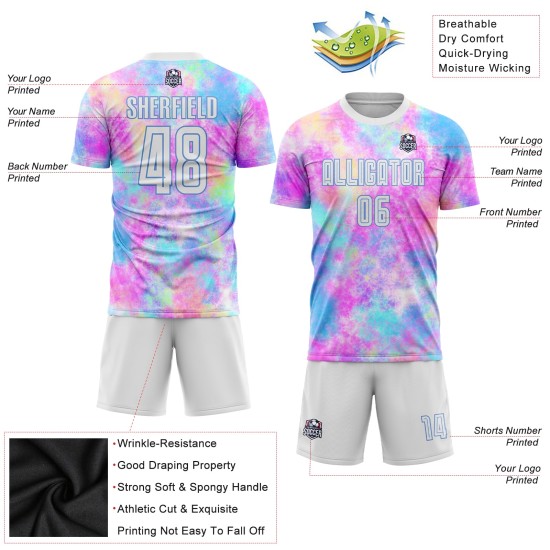 Tie Jersey Soccer Blue White-Light Sublimation Uniform Custom Dye