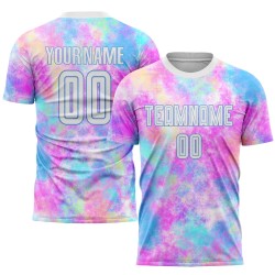 Tie Jersey Soccer Blue White-Light Sublimation Uniform Custom Dye