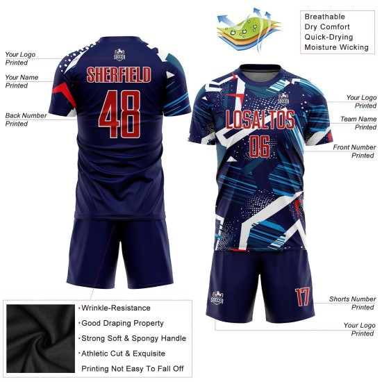 Uniform Jersey Custom Soccer Sublimation Navy Red-White