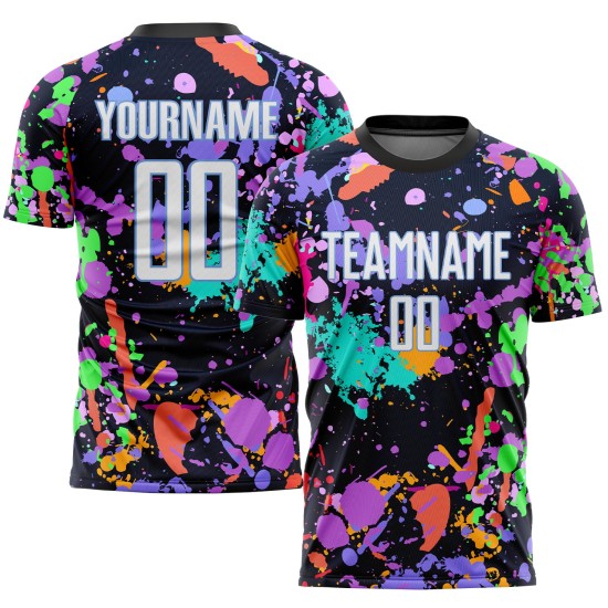 Uniform Soccer White-Light Graffiti Jersey Sublimation Blue Pattern Custom