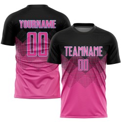 Gradient Custom Shape Jersey Soccer Square Pink Blue Sublimation Black-LIght Uniform
